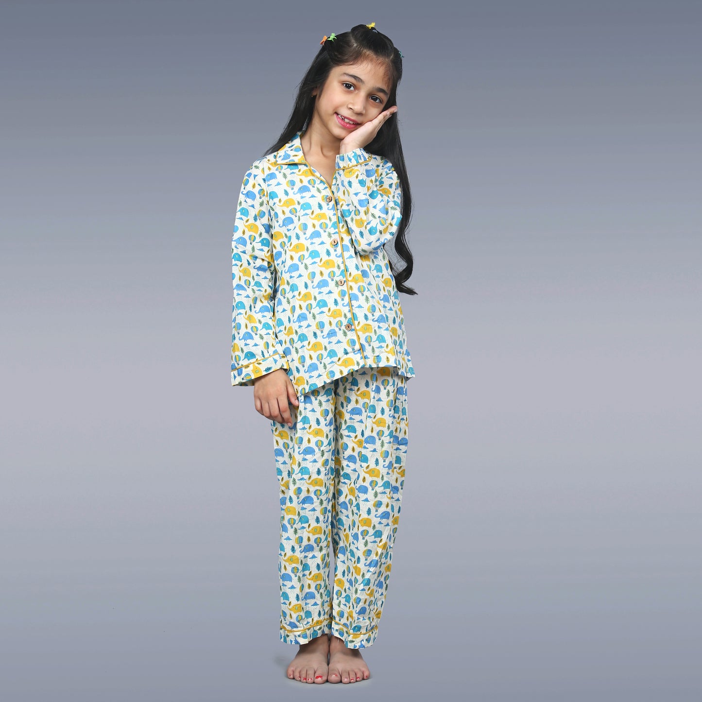 Rainy Day Elephants Kids Unisex Night Suit Set