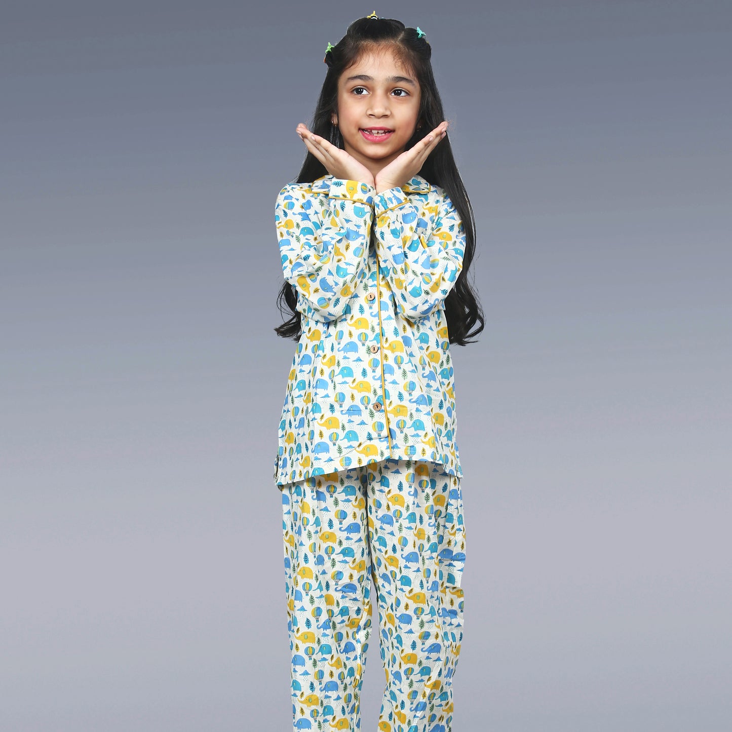 Rainy Day Elephants Kids Unisex Night Suit Set