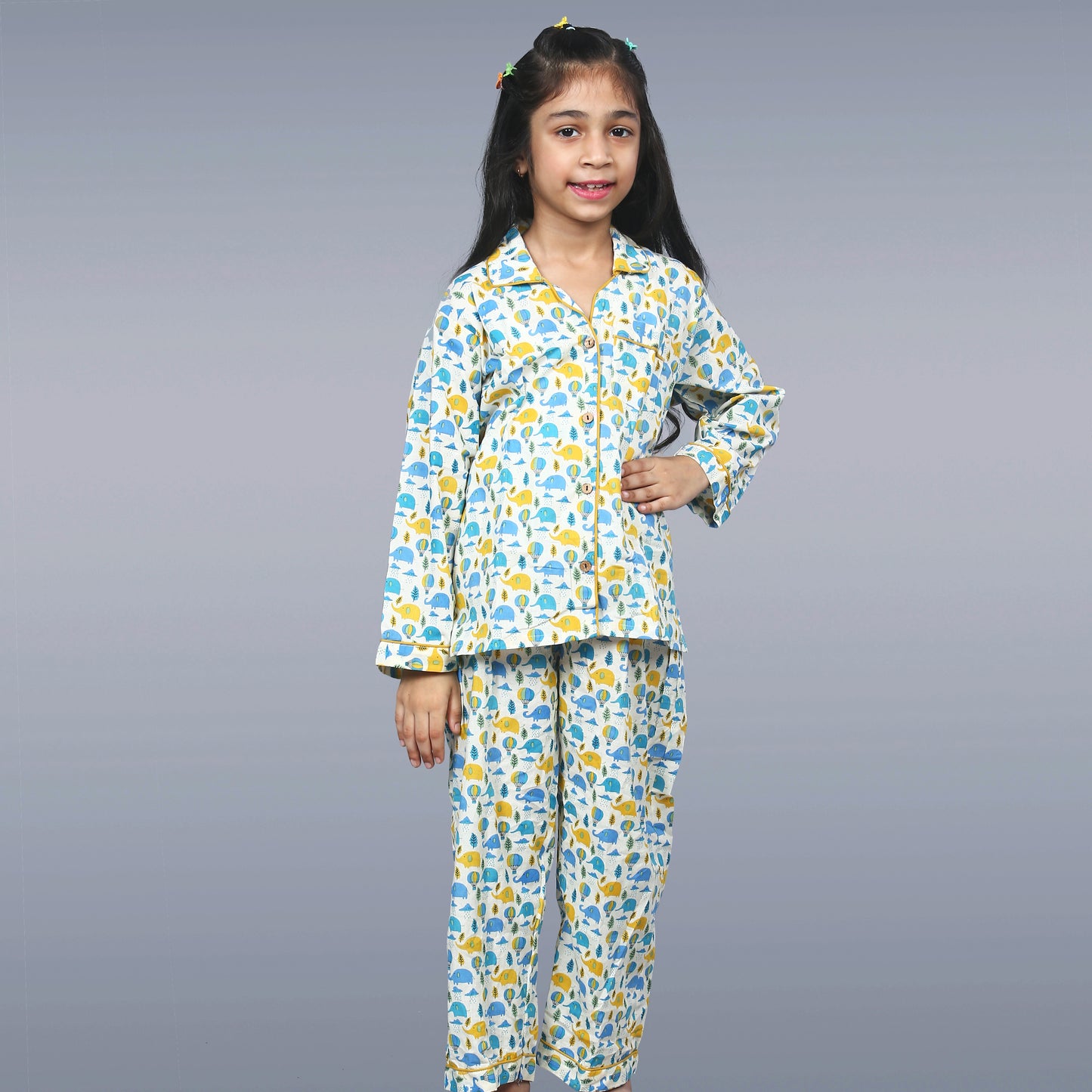 Rainy Day Elephants Kids Unisex Night Suit Set
