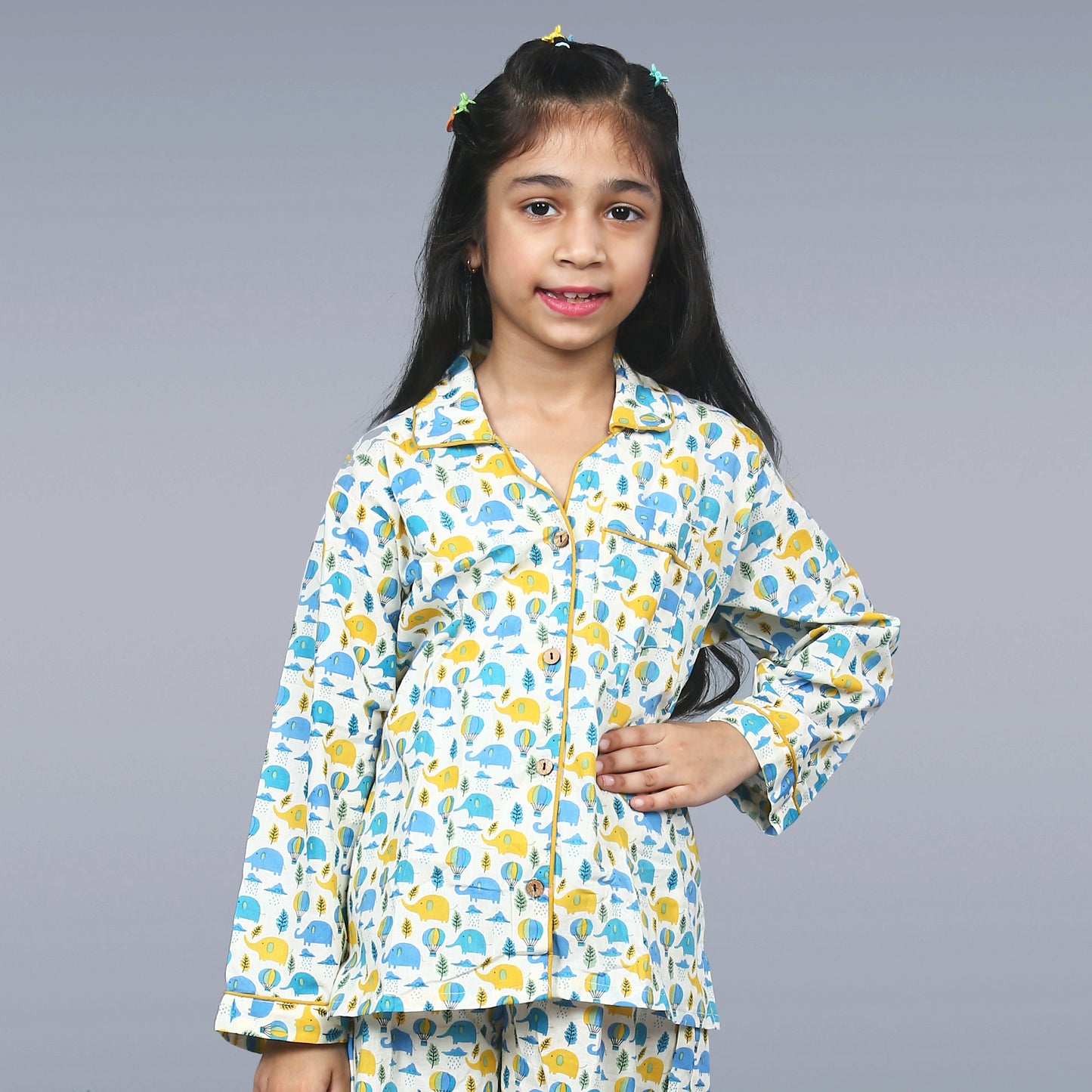 Rainy Day Elephants Kids Unisex Night Suit Set