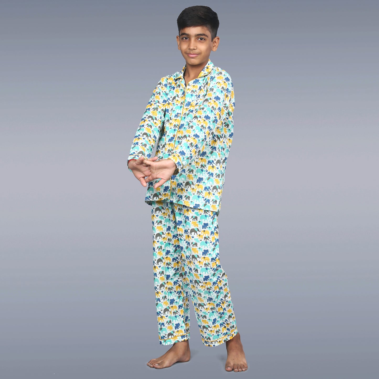 Colourful Elephants Kids Unisex Night Suit Set