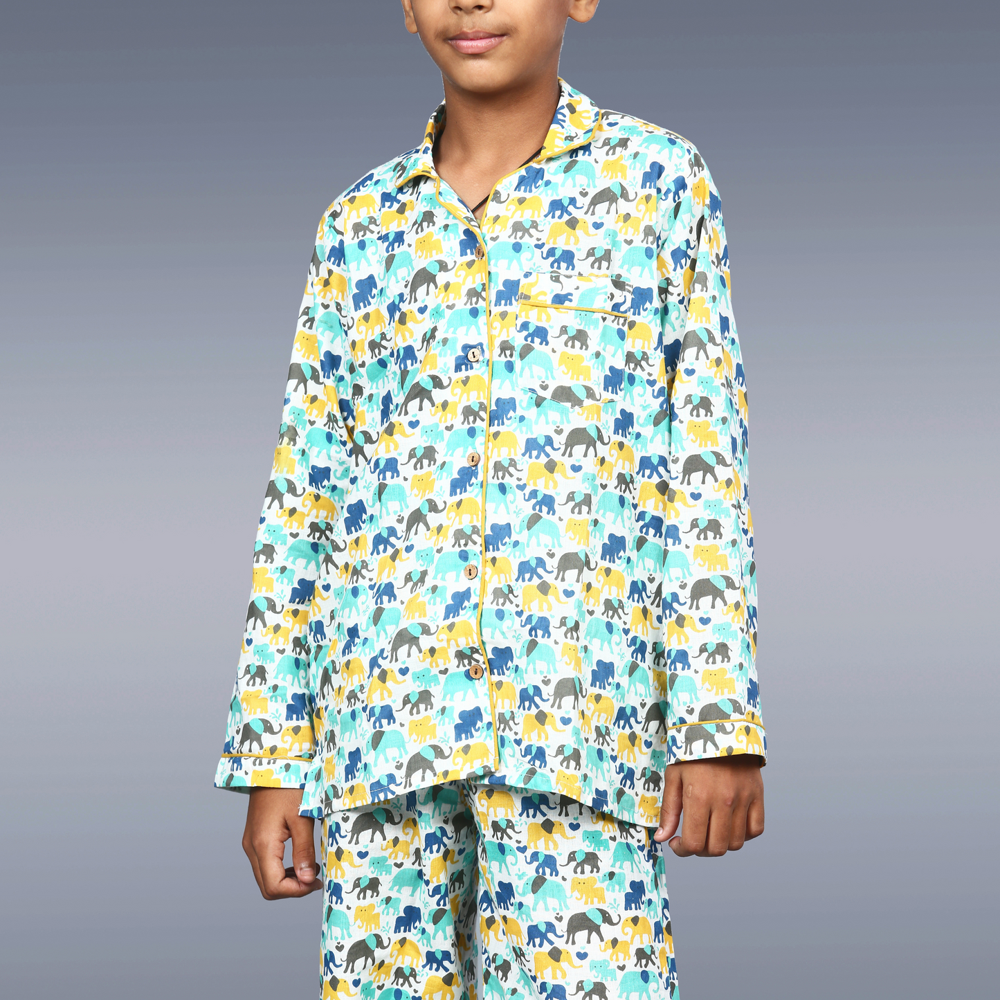 Colourful Elephants Kids Unisex Night Suit Set