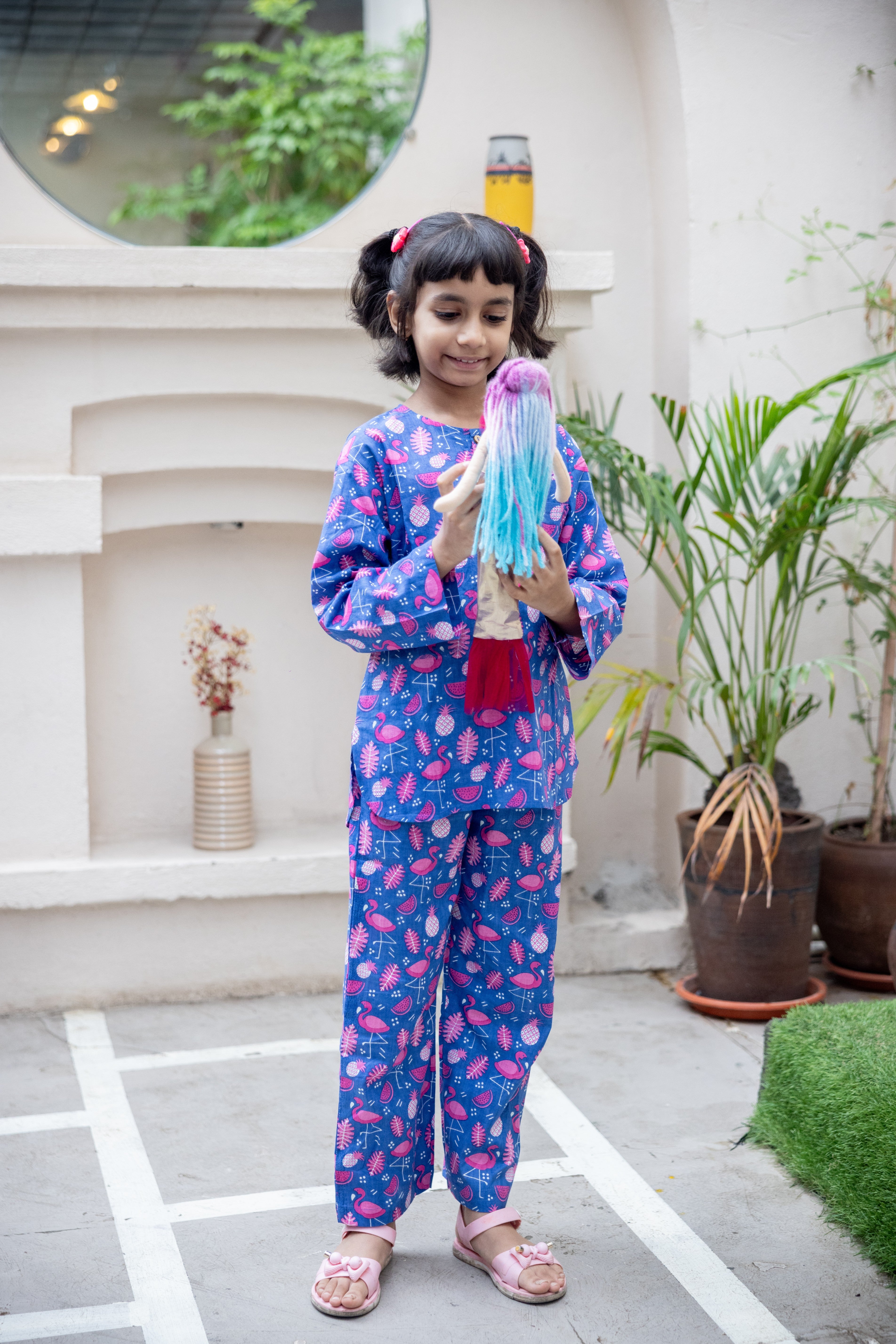 Flamingo Nightglow Kids Unisex Nightsuit