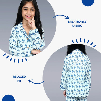Blue Reindeer Kids Unisex Night Suit Set