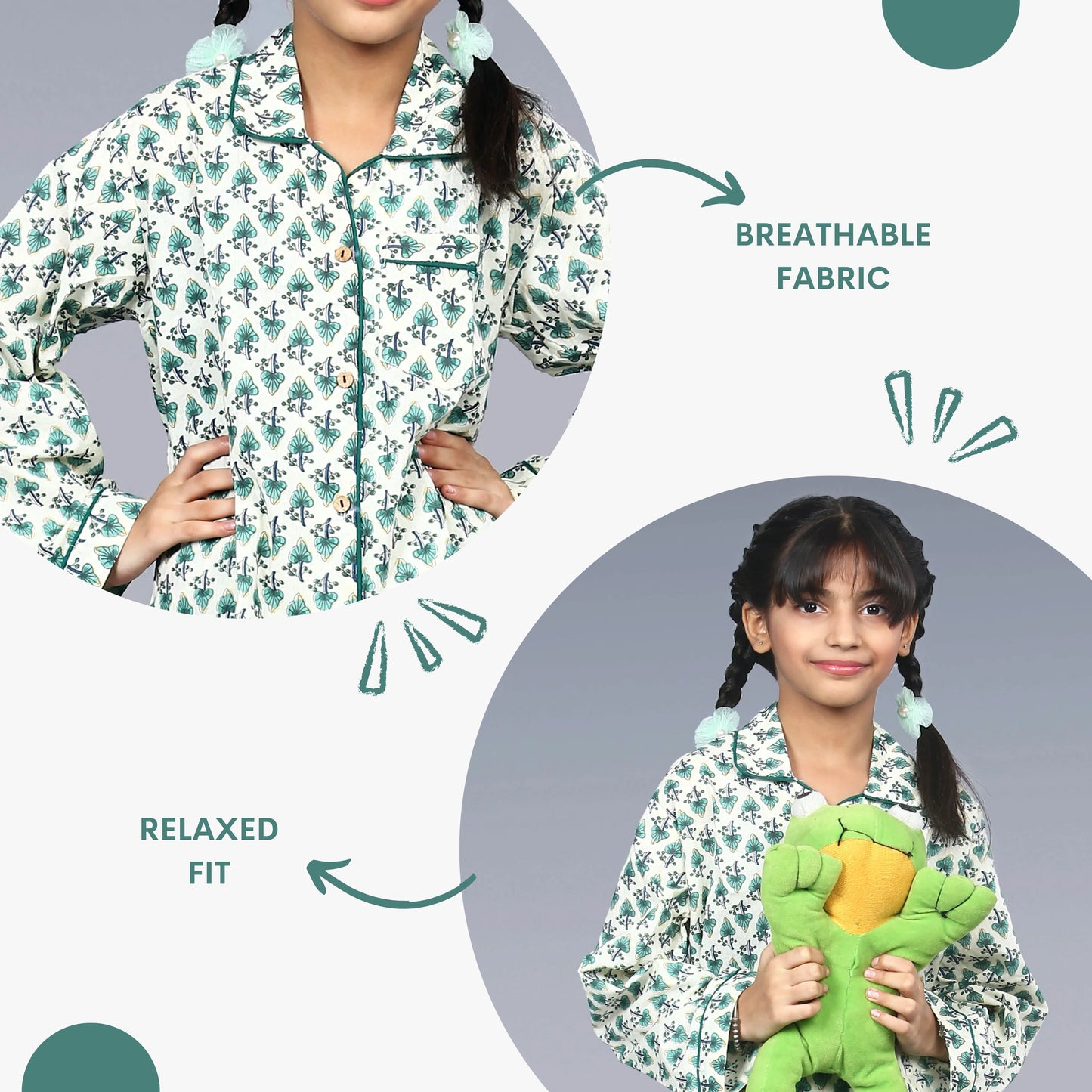 Leafy Greens Kids Unisex Night Suit Set