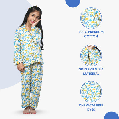 Rainy Day Elephants Kids Unisex Night Suit Set