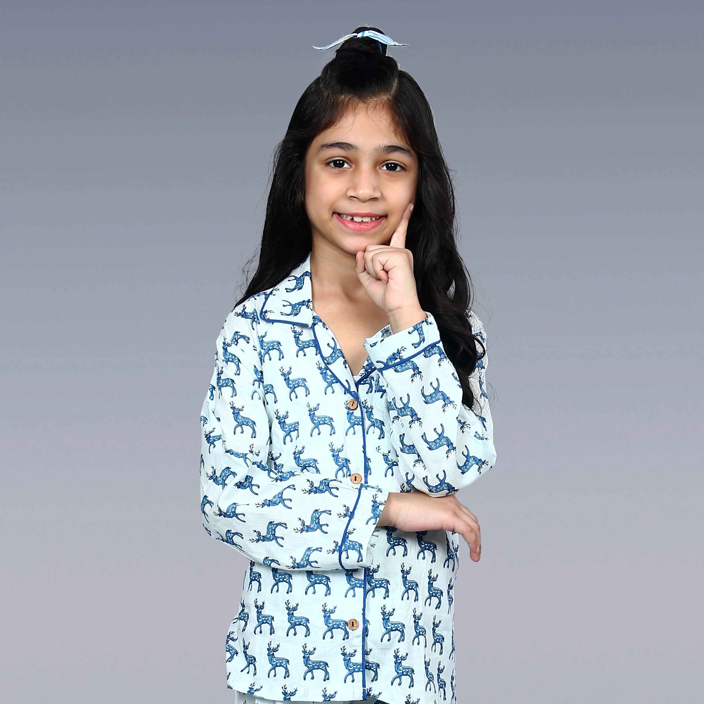 Blue Reindeer Kids Unisex Night Suit Set