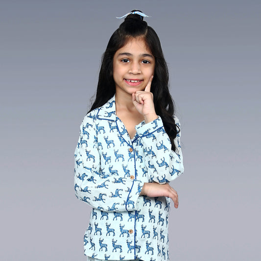 Blue Reindeer Kids Unisex Night Suit Set
