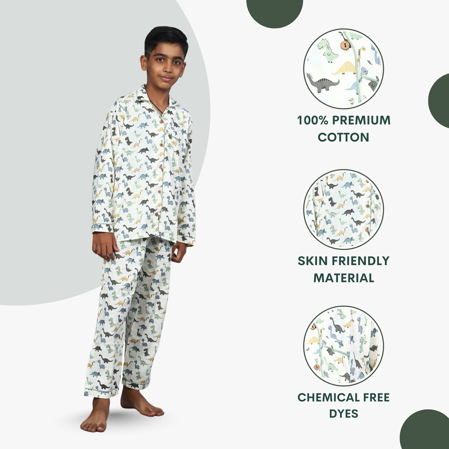 Dino Dreams Kids Unisex Night Suit Set