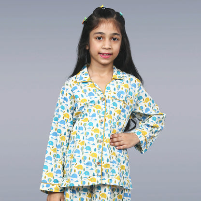 Rainy Day Elephants Kids Unisex Night Suit Set