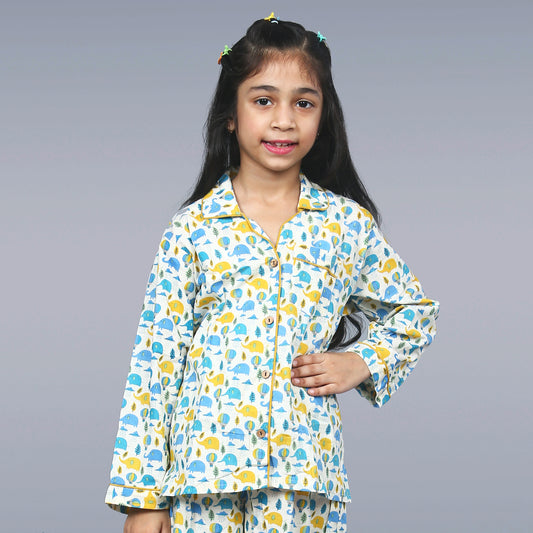 Rainy Day Elephants Kids Unisex Night Suit Set