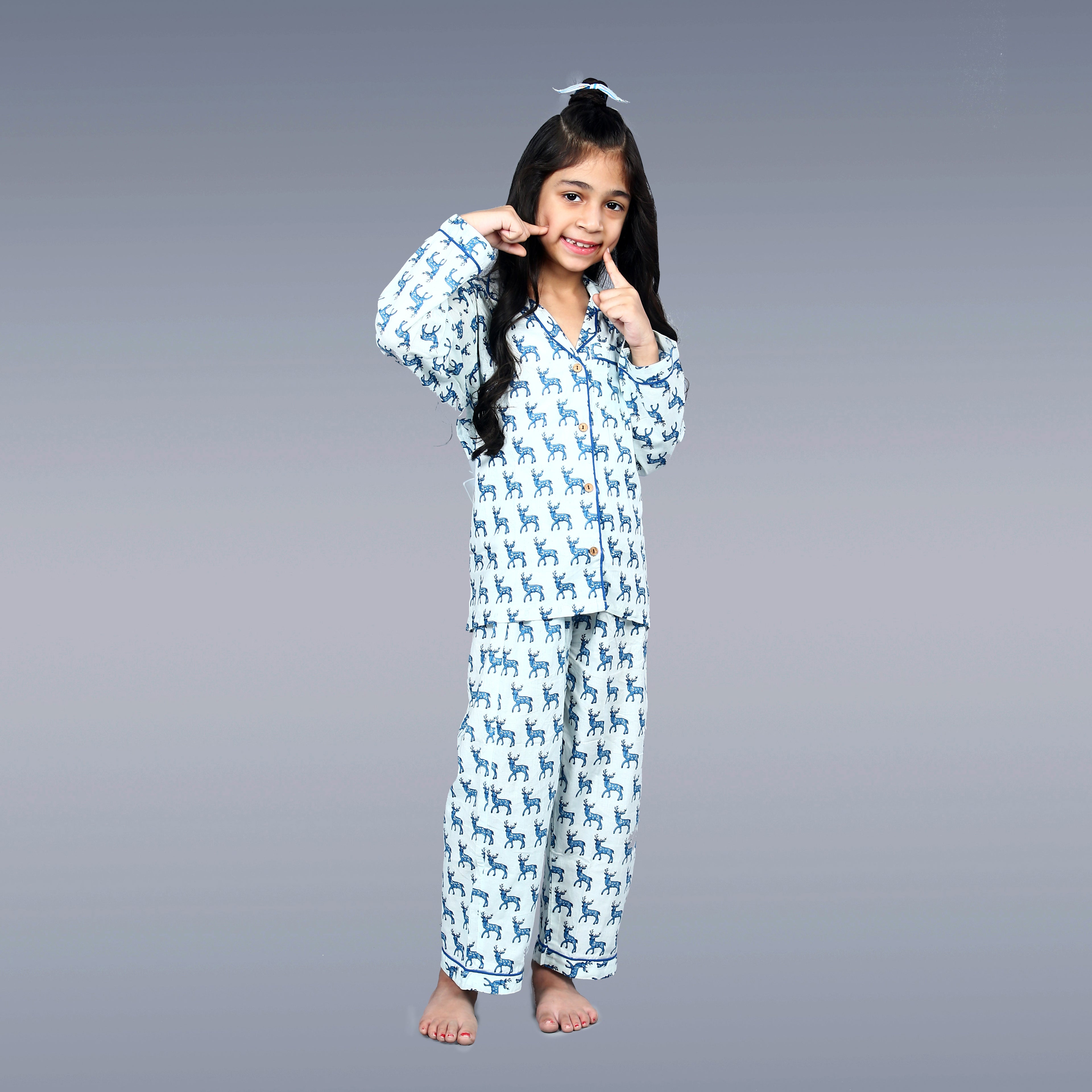 Blue Reindeer Kids Unisex Night Suit Set