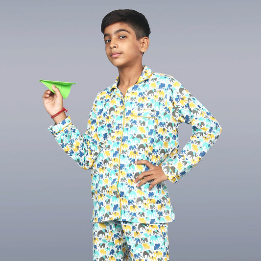 Colourful Elephants Kids Unisex Night Suit Set