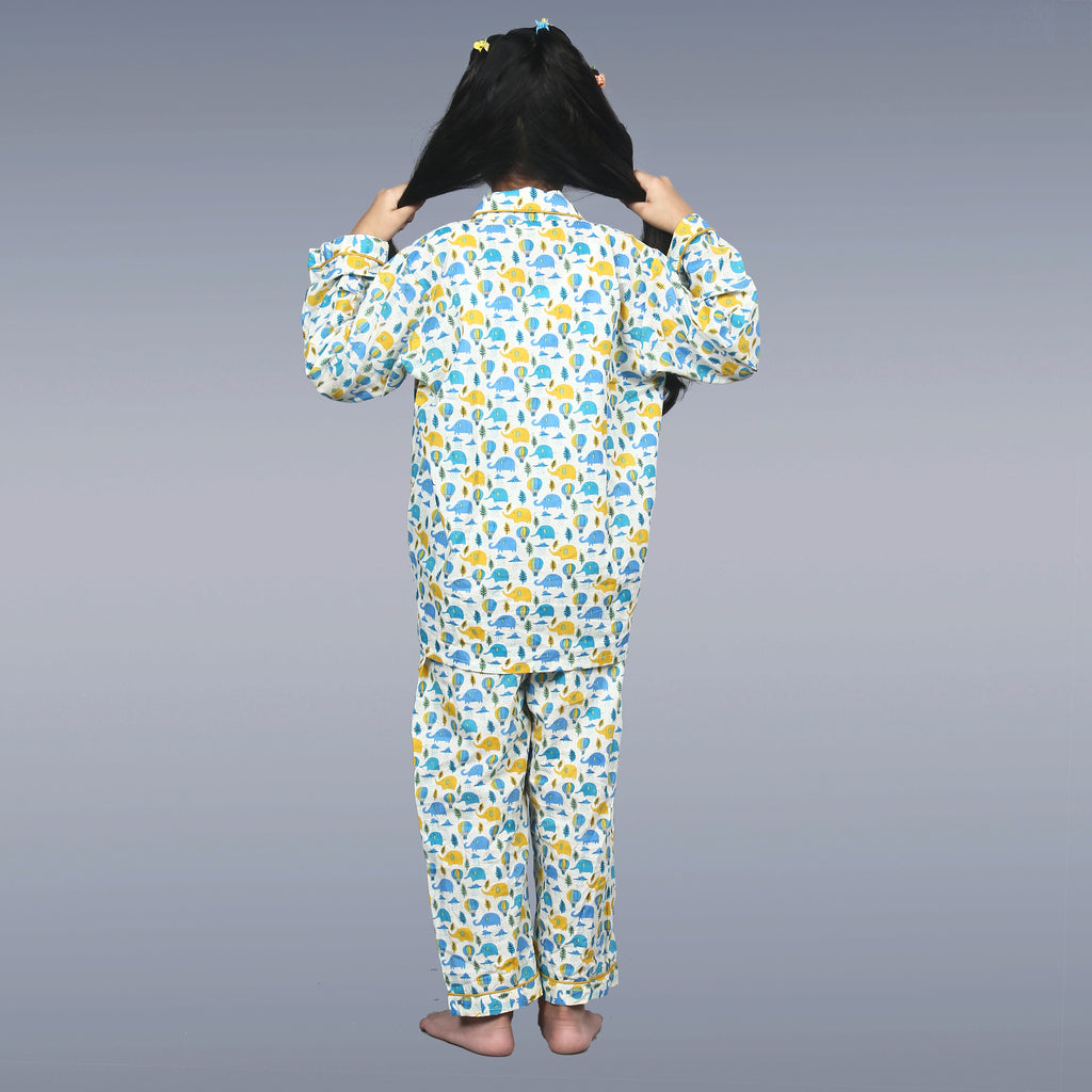Rainy Day Elephants Kids Unisex Night Suit Set
