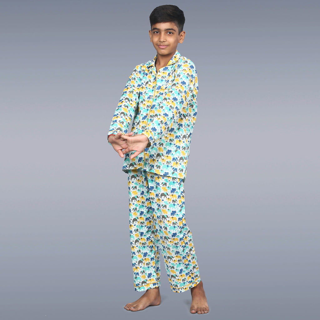 Colourful Elephants Kids Unisex Night Suit Set