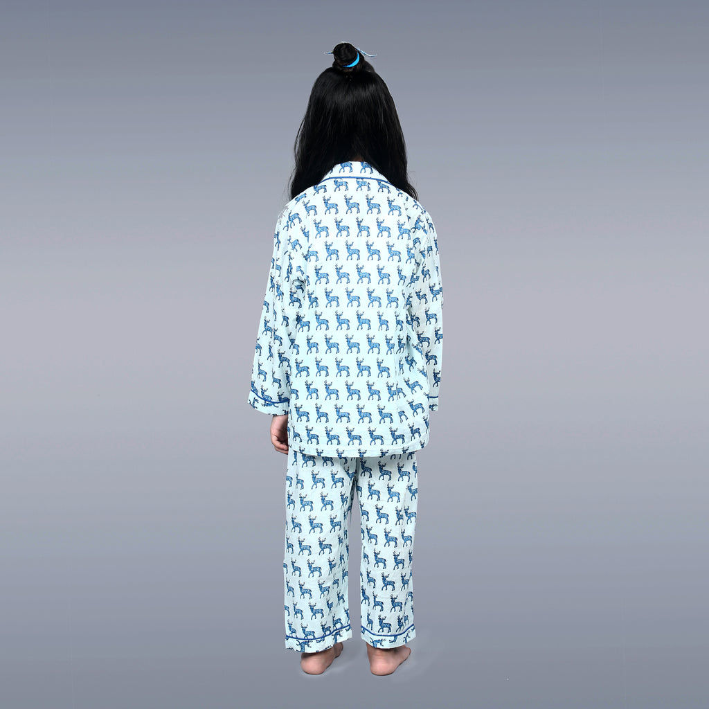 Blue Reindeer Kids Unisex Night Suit Set