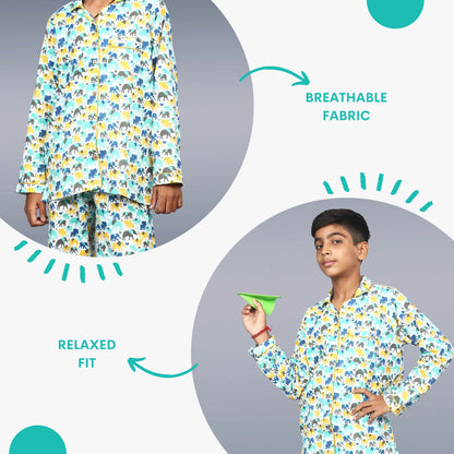 Colourful Elephants Kids Unisex Night Suit Set