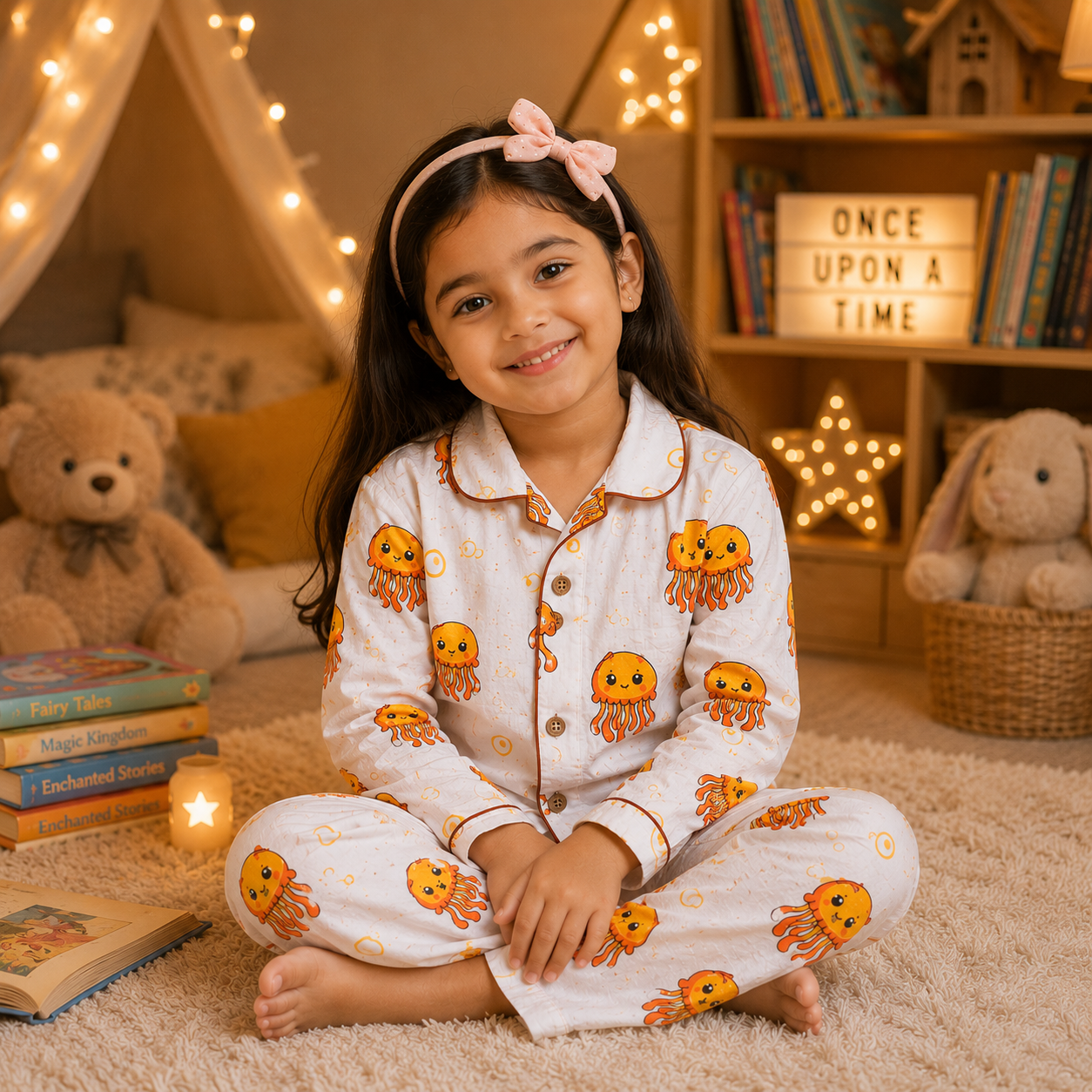 Jelly Hugs Kids Unisex Collar Night Suit