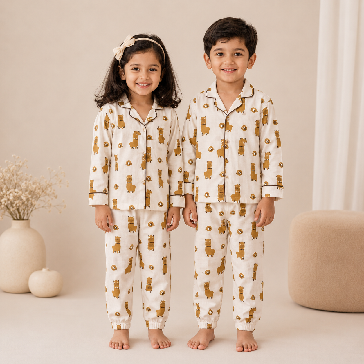 Llama Luck Kids Unisex Collar Night Suit