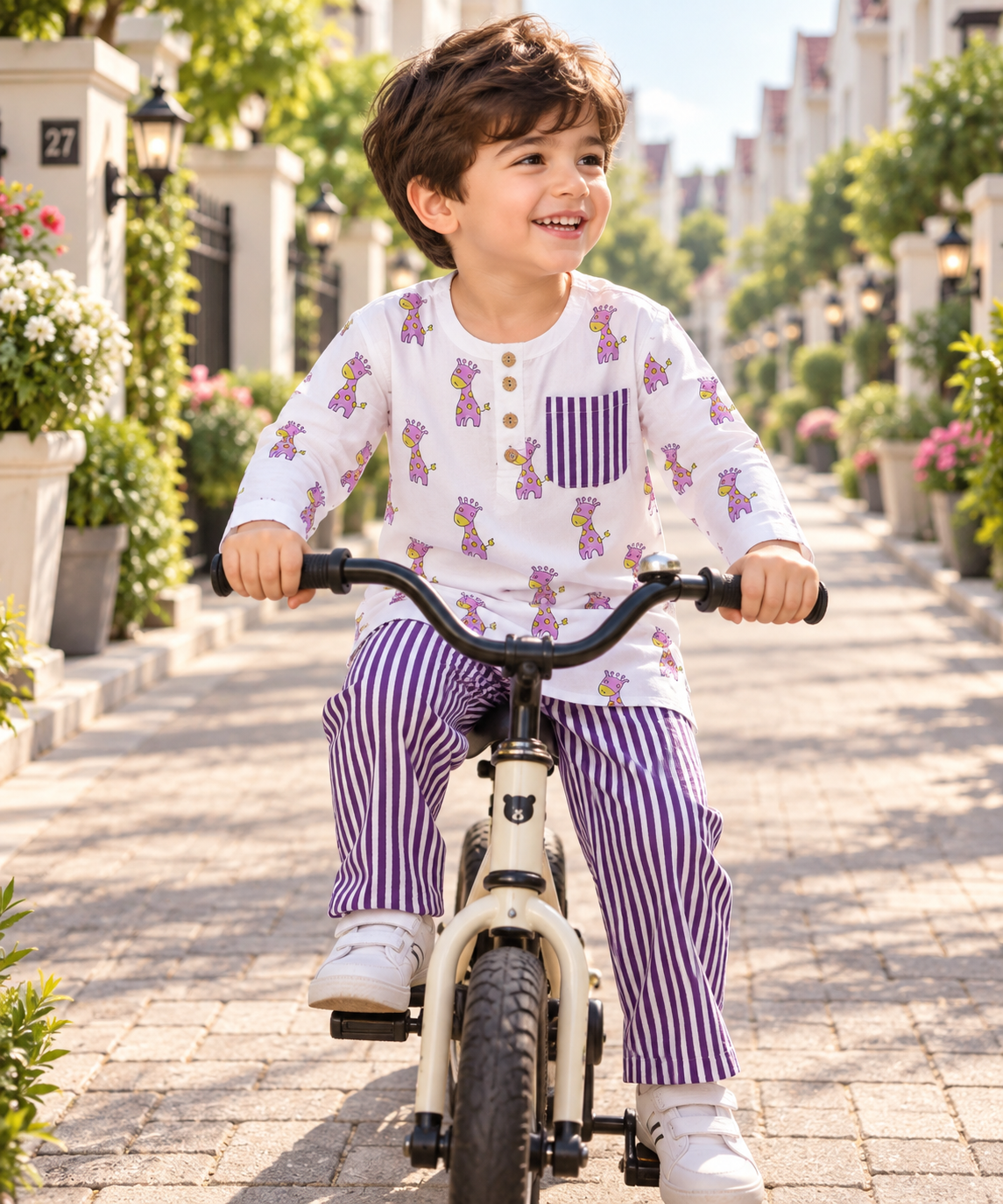 Gigis Purple Parade Kids Unisex Night Suit