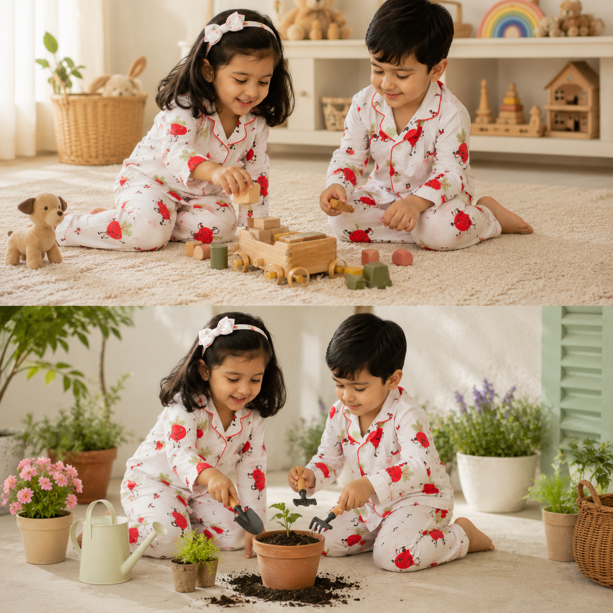 Groovy Beets Kids Unisex Collar Night Suit