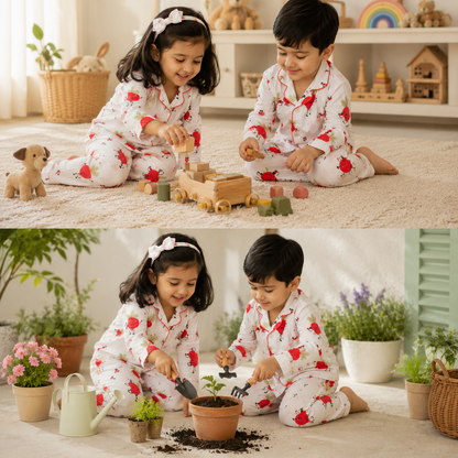Groovy Beets Kids Unisex Collar Night Suit