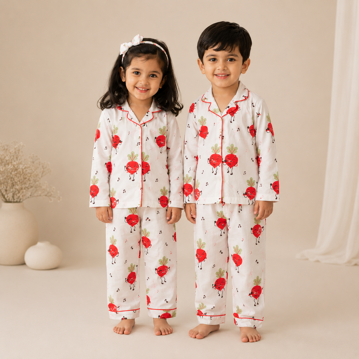 Groovy Beets Kids Unisex Collar Night Suit