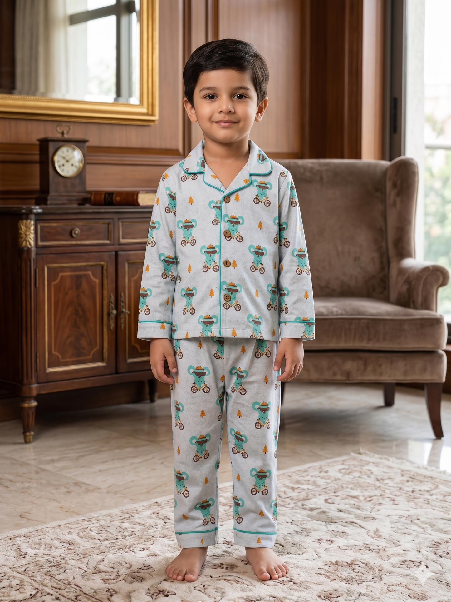 Koala Ride Kids Unisex Collar Night Suit