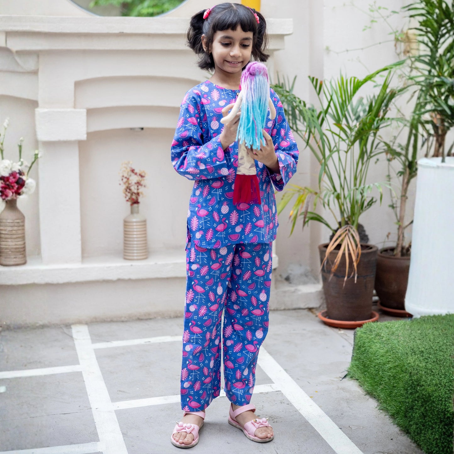 Flamingo Nightglow Kids Unisex Nightsuit