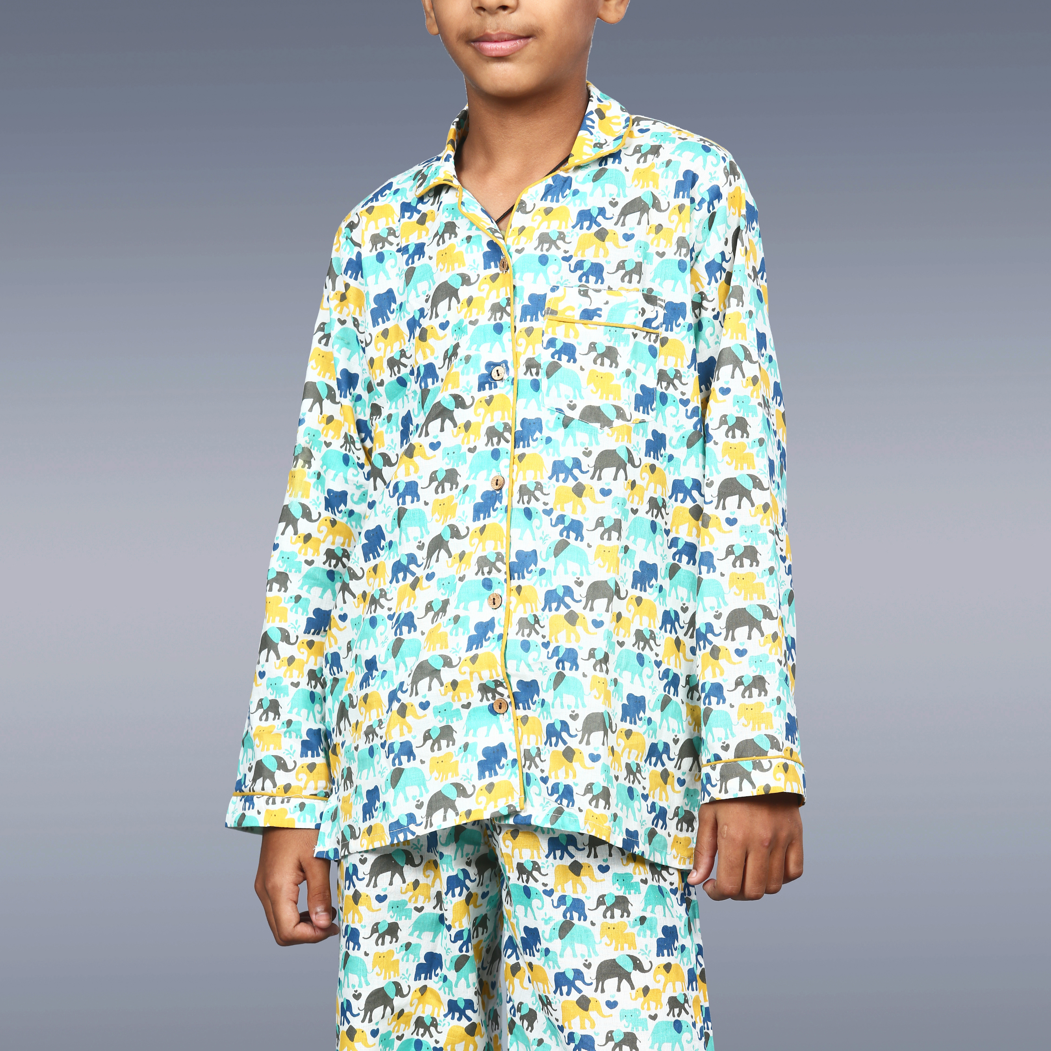 Colourful Elephants Kids Unisex Night Suit Set