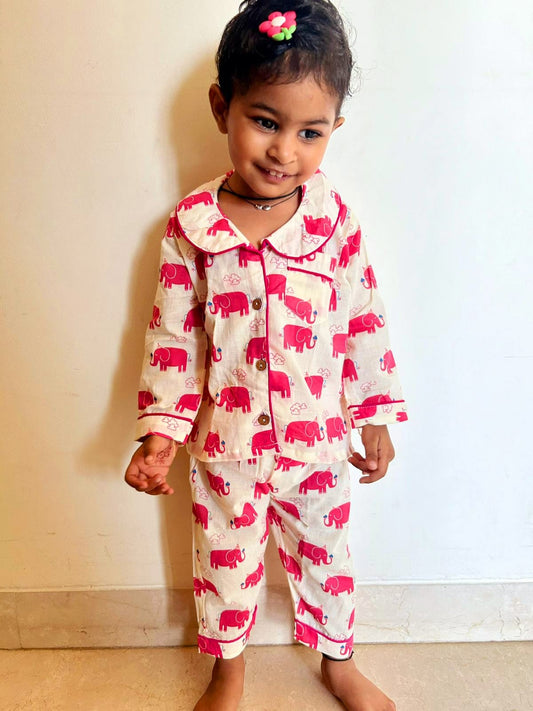 Candyfloss Elephant Girls Night Suit Set