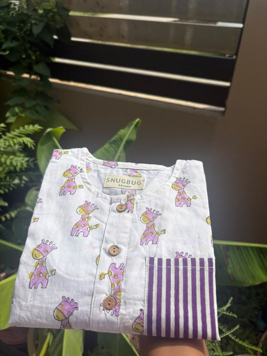 Gigis Purple Parade Kids Unisex Night Suit