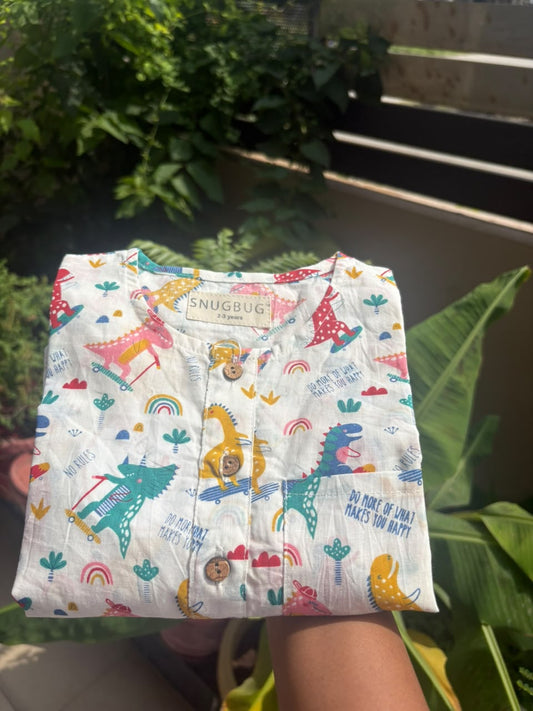 Dino on Wheels Kids Unisex Night Suit