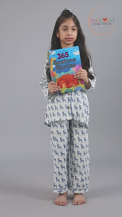 Blue Reindeer Kids Unisex Night Suit Set